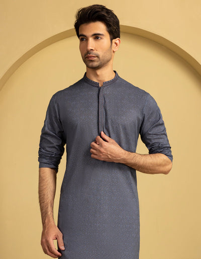 Cotton Grey Kurta - J. Junaid Jamshed