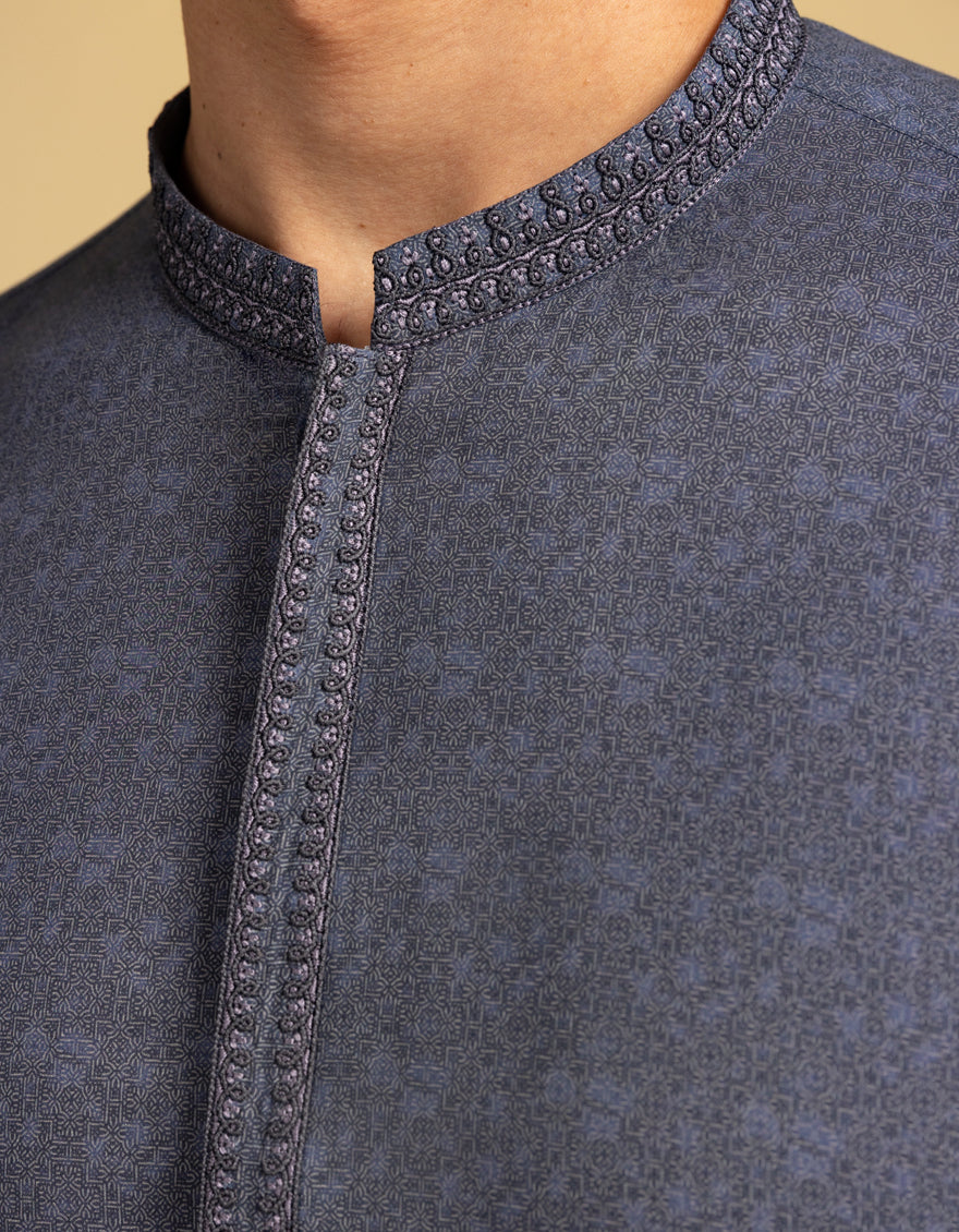 Cotton Grey Kurta - J. Junaid Jamshed