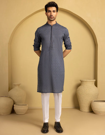 Cotton Grey Kurta - J. Junaid Jamshed