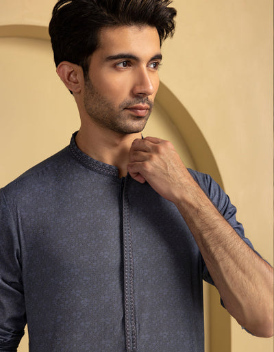 Cotton Grey Kurta - J. Junaid Jamshed