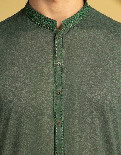 Cotton Green Kurta - J. Junaid Jamshed