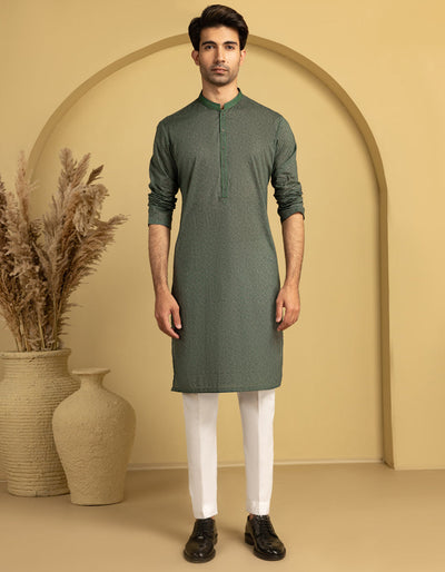 Cotton Green Kurta - J. Junaid Jamshed