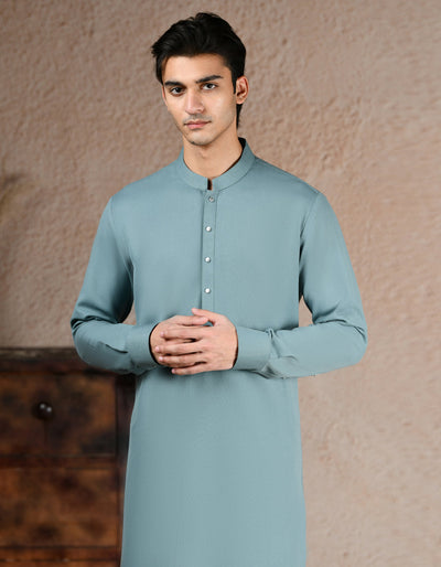 Blended Blue Kurta Trouser - J. Junaid Jamshed