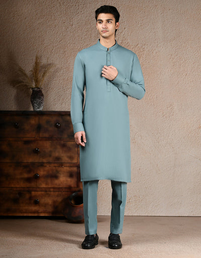 Blended Blue Kurta Trouser - J. Junaid Jamshed