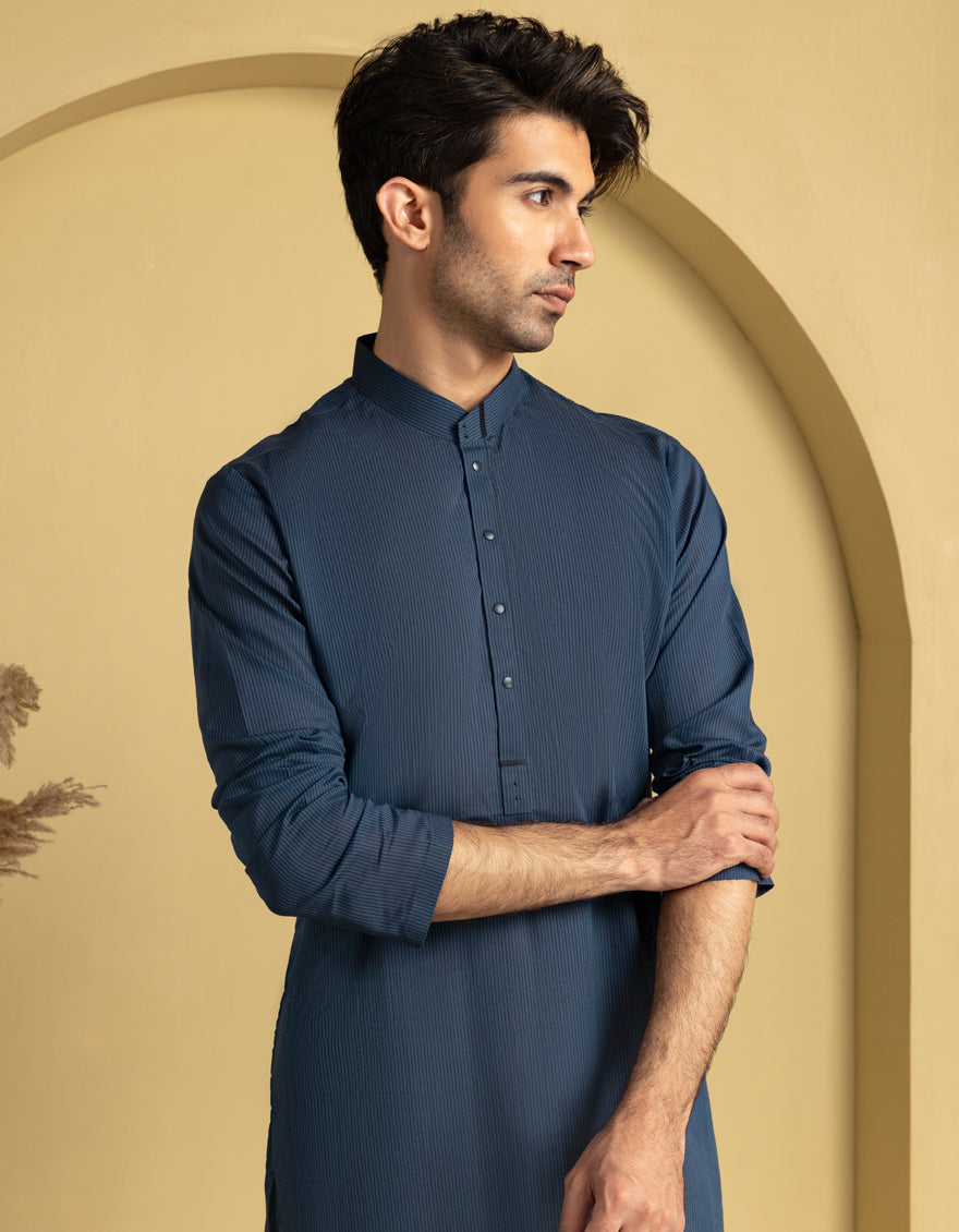 CVC Blue Kurta - J. Junaid Jamshed