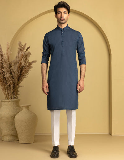 CVC Blue Kurta - J. Junaid Jamshed