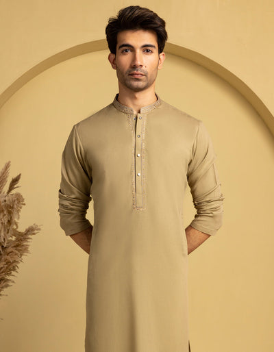 Blended Brown Kurta - J. Junaid Jamshed