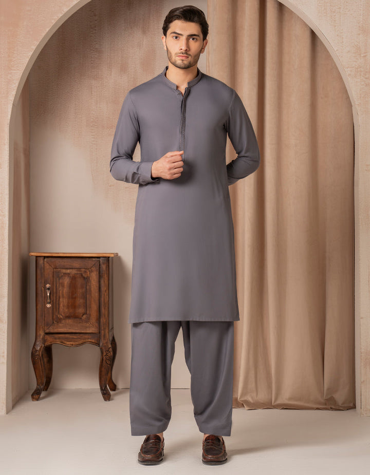 Blended Grey Shalwar Kameez - J. Junaid Jamshed