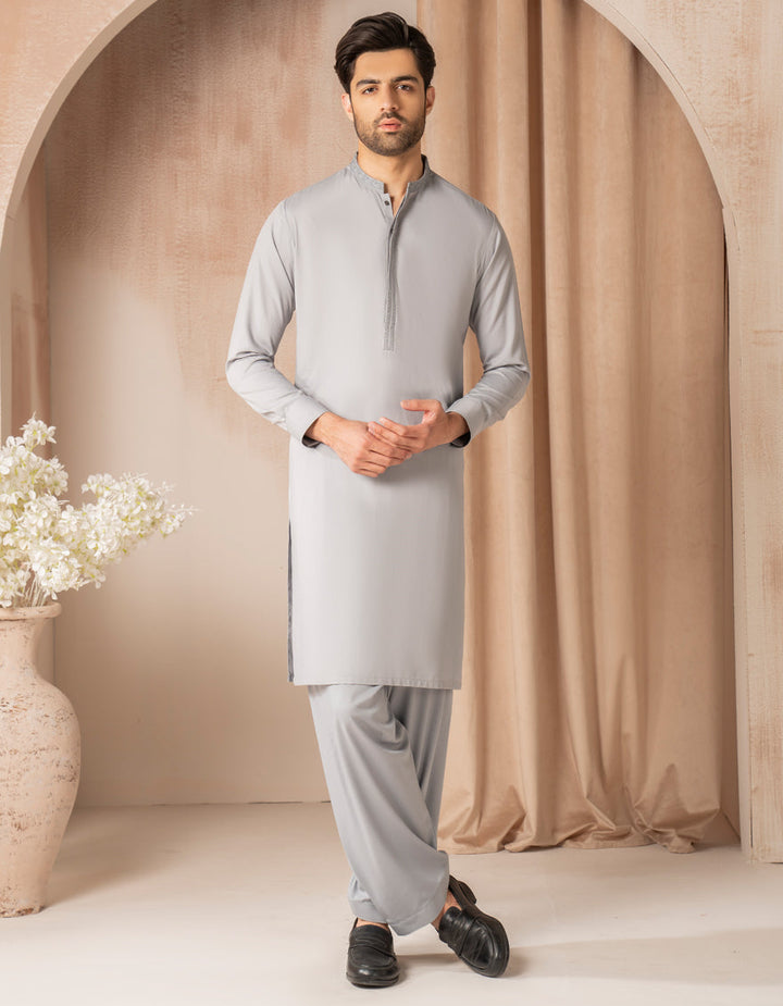 Blended Grey Shalwar Kameez - J. Junaid Jamshed