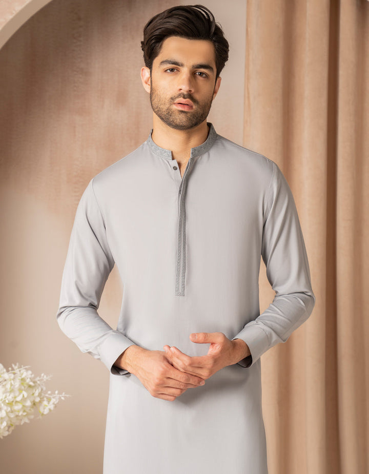 Blended Grey Shalwar Kameez - J. Junaid Jamshed