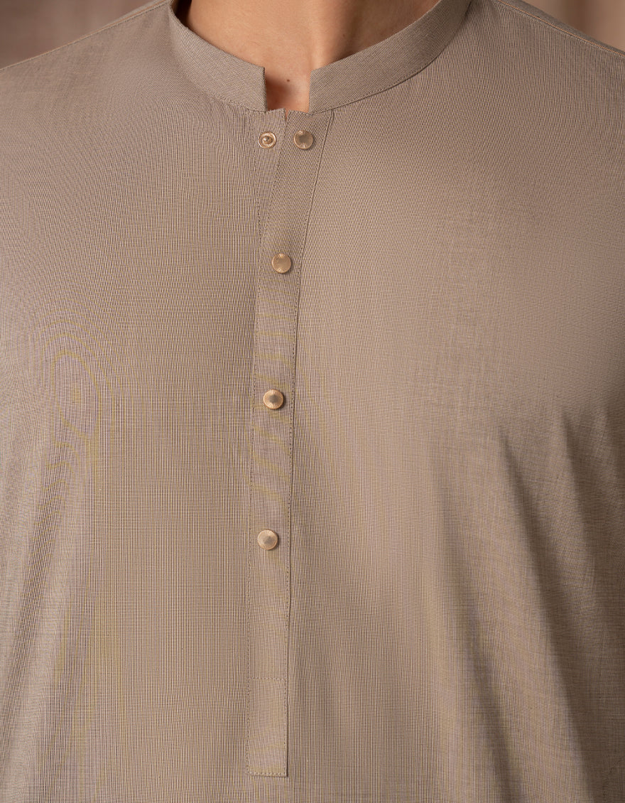 Cotton Light Brown Kurta Trouser - J. Junaid Jamshed
