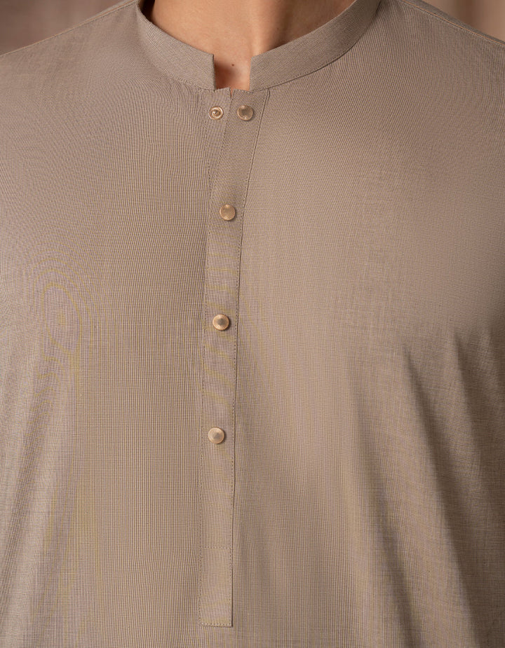Cotton Light Brown Kurta Trouser - J. Junaid Jamshed