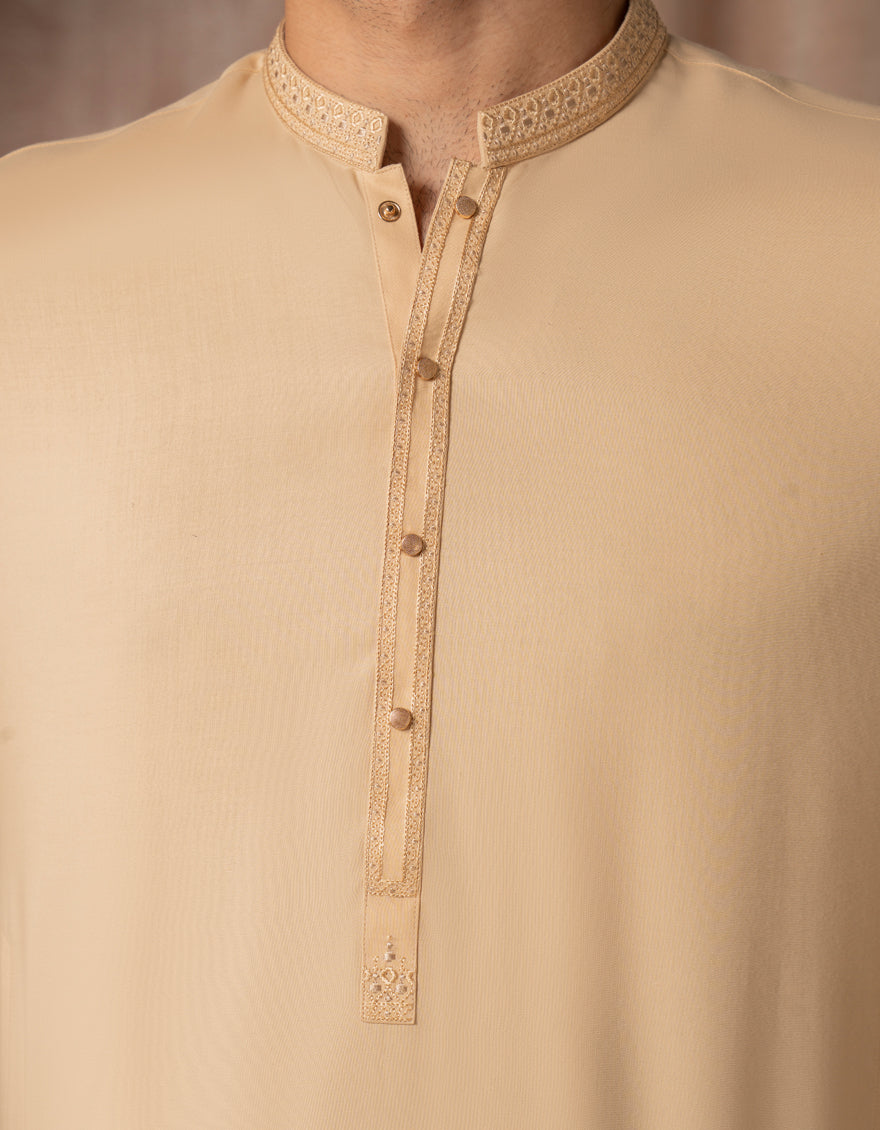 Blended Peach Kurta Trouser - J. Junaid Jamshed