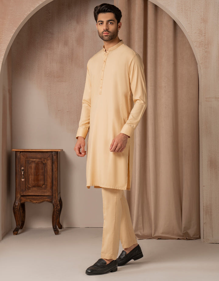 Blended Peach Kurta Trouser - J. Junaid Jamshed
