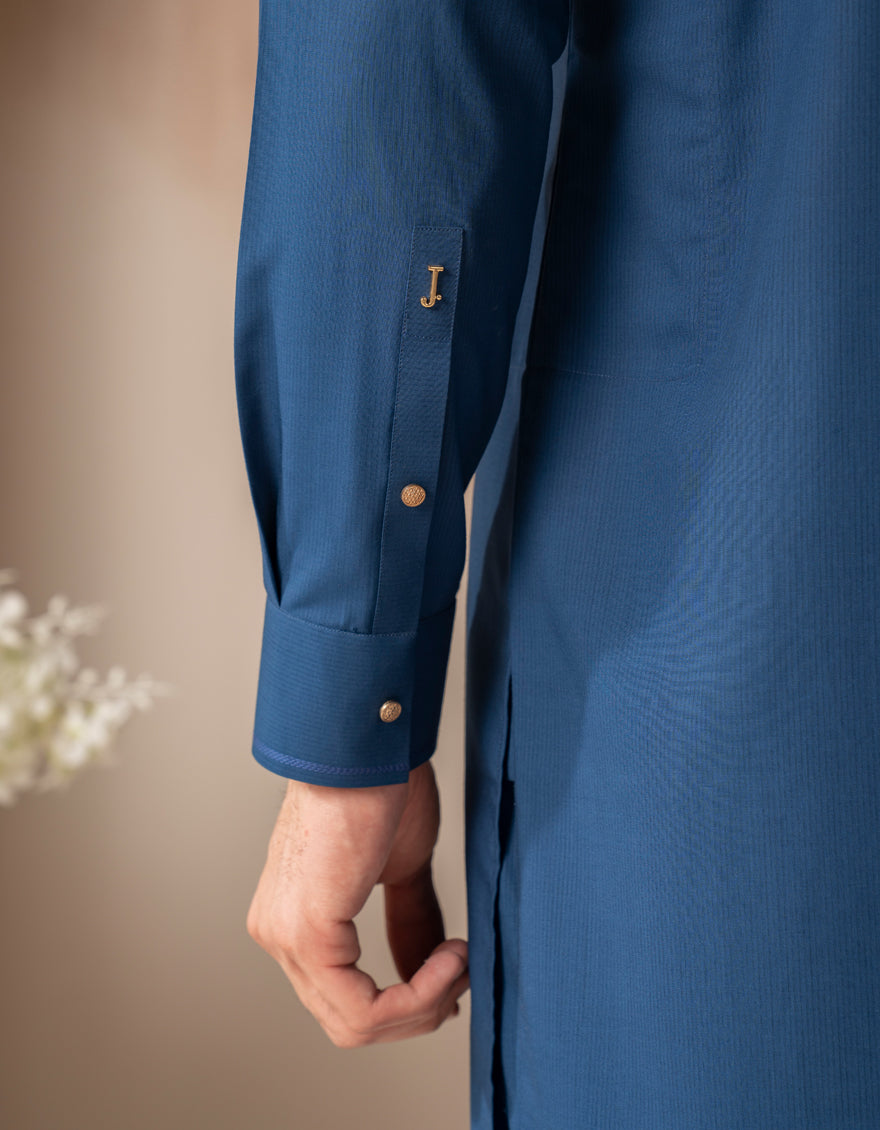 Blended Blue Kurta Trouser - J. Junaid Jamshed