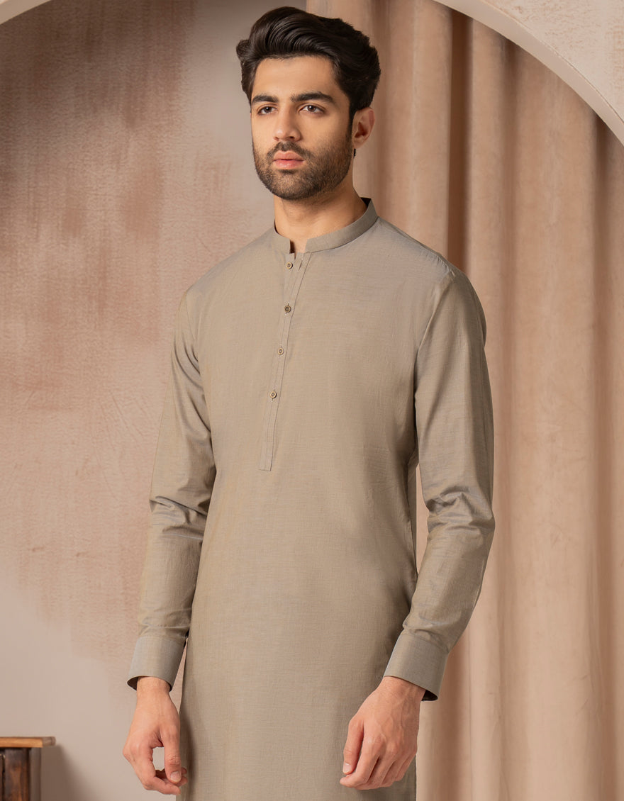 Cotton Sand Kurta Trouser - J. Junaid Jamshed
