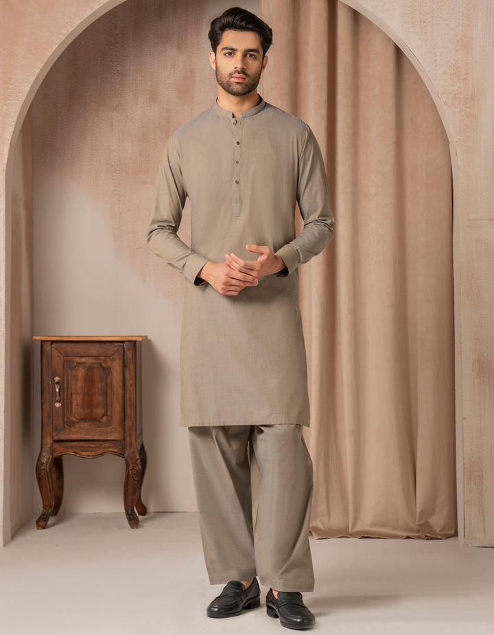 Cotton Sand Kurta Trouser - J. Junaid Jamshed