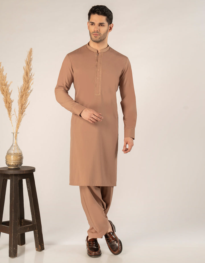 Blended Brown Shalwar Kameez - J. Junaid Jamshed