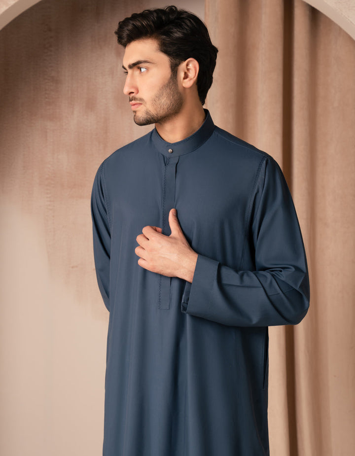 Blended Teal Blue Jubba - J. Junaid Jamshed