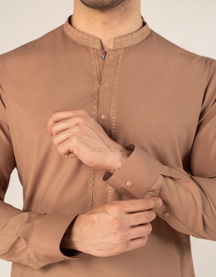 Blended Brown Shalwar Kameez - J. Junaid Jamshed