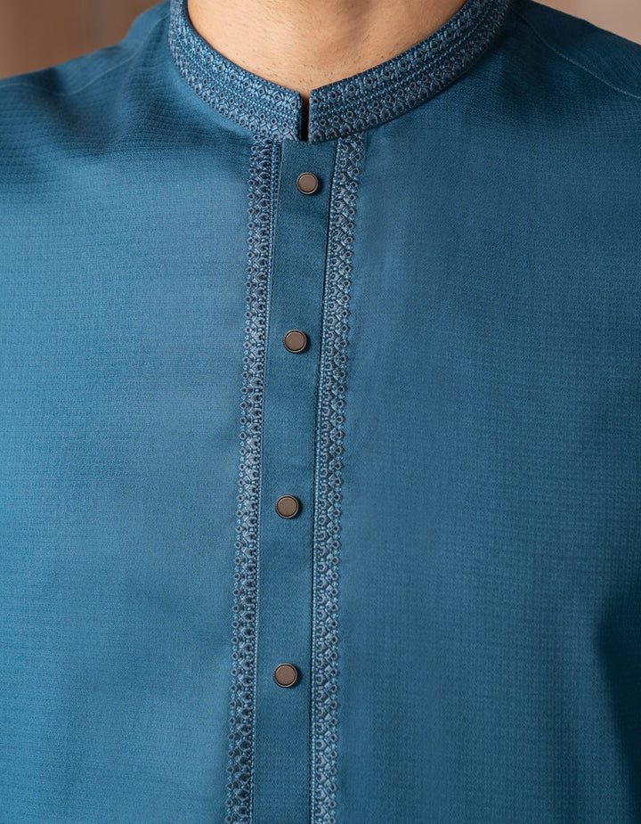 Cotton Blue Kurta - J. Junaid Jamshed