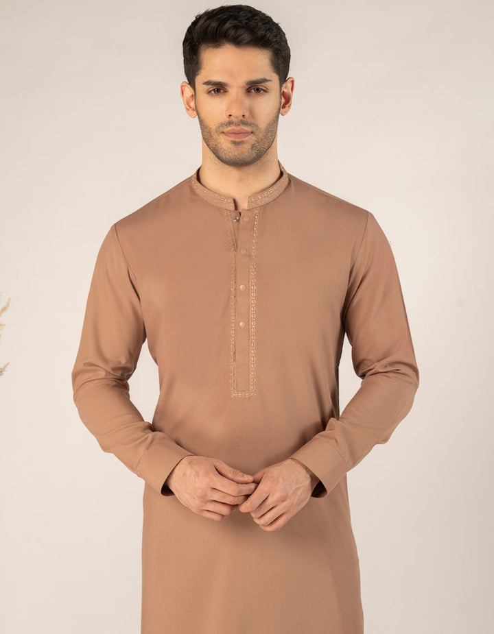 Blended Brown Shalwar Kameez - J. Junaid Jamshed
