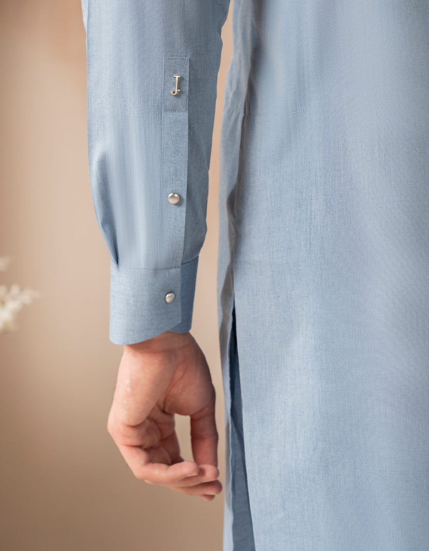 Cvc Sky Blue Kurta Trouser - J. Junaid Jamshed