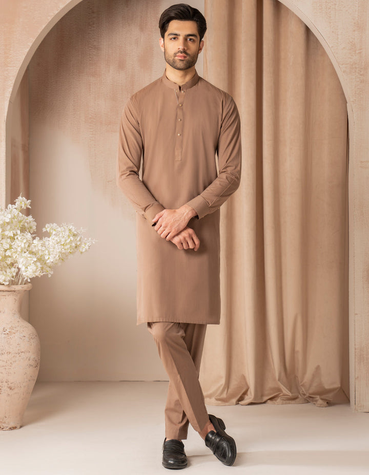 Cvc Light Brown Kurta Trouser - J. Junaid Jamshed