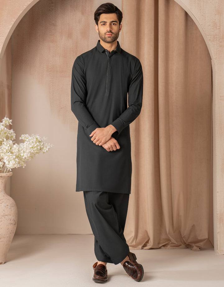 CVC Dark Green Shalwar Kameez - J. Junaid Jamshed