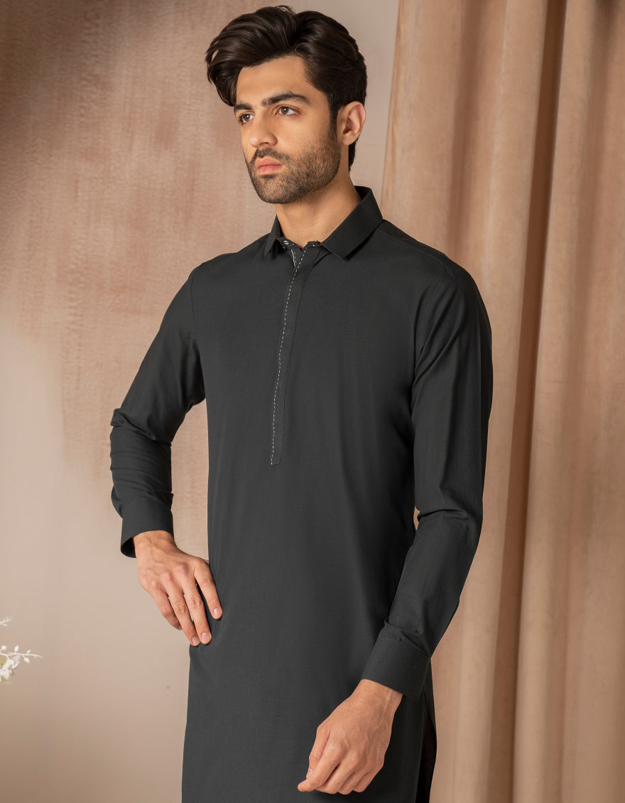 CVC Dark Green Shalwar Kameez - J. Junaid Jamshed