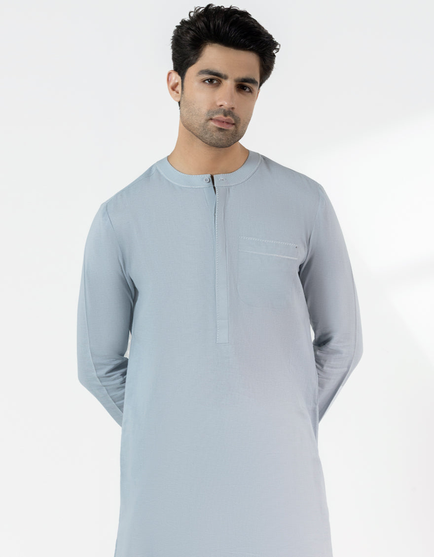 Cotton Sky Blue Kurta - J. Junaid Jamshed