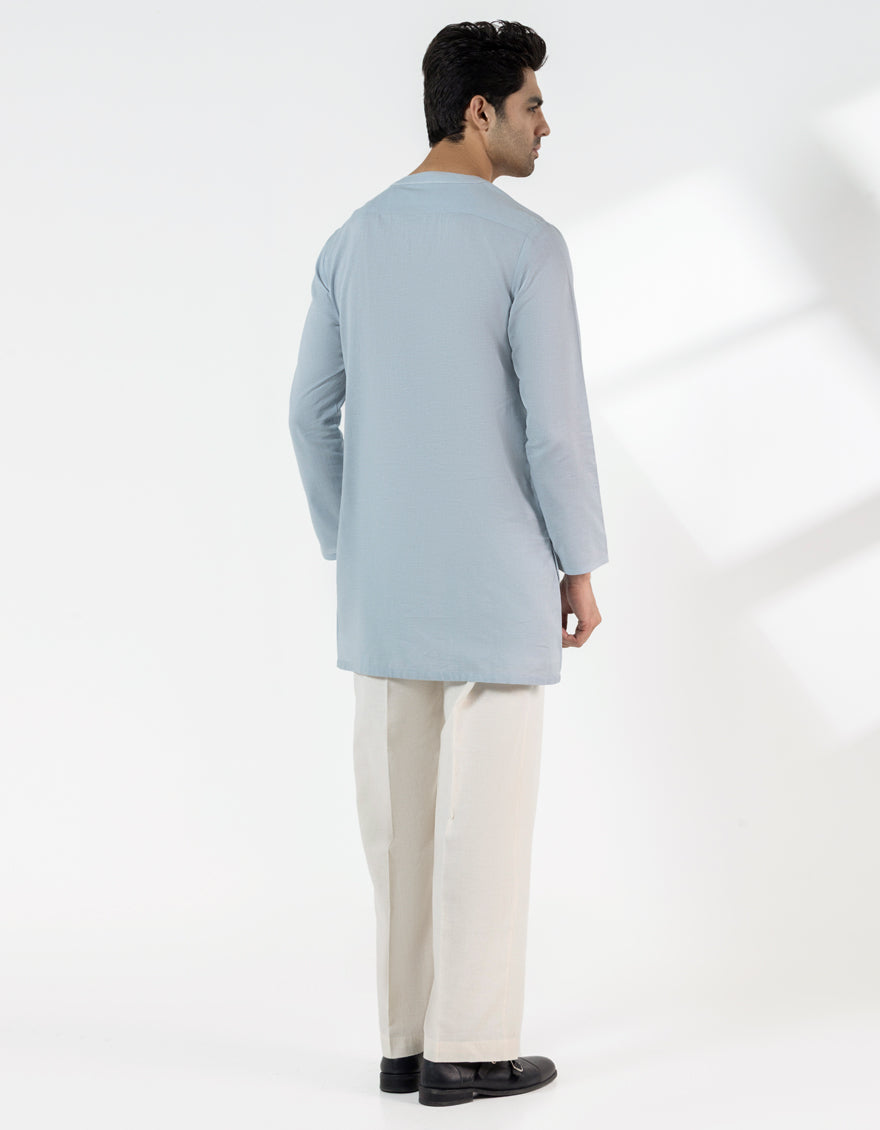 Cotton Sky Blue Kurta - J. Junaid Jamshed