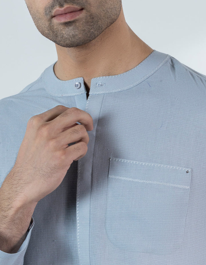 Cotton Sky Blue Kurta - J. Junaid Jamshed