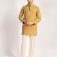 Cotton Ochre Short Kurta - J. Junaid Jamshed