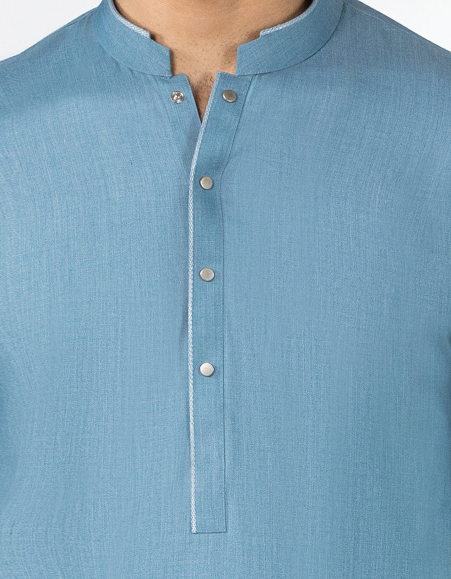 Blended Light Blue Kurta Trouser - J. Junaid Jamshed