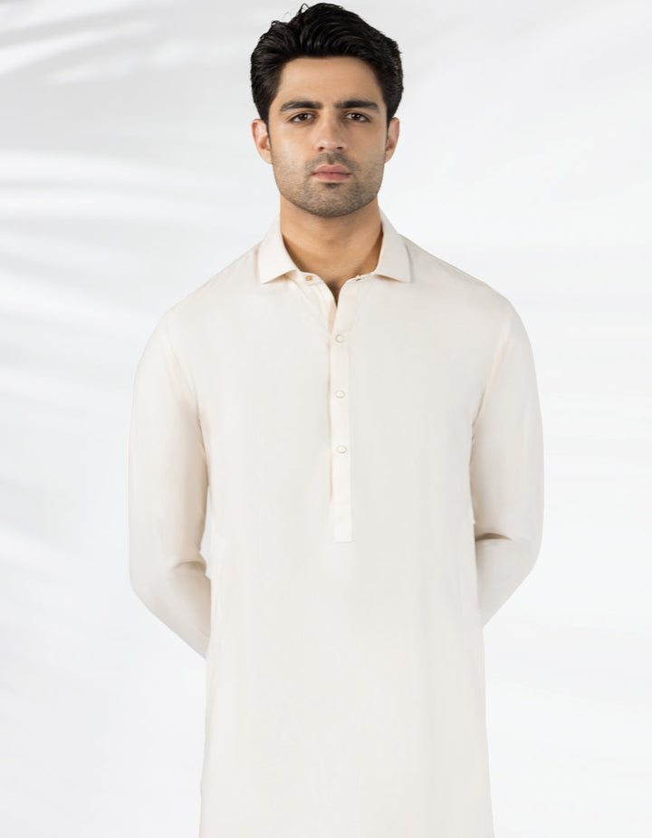 Blended Cream Shalwar Kameez - J. Junaid Jamshed