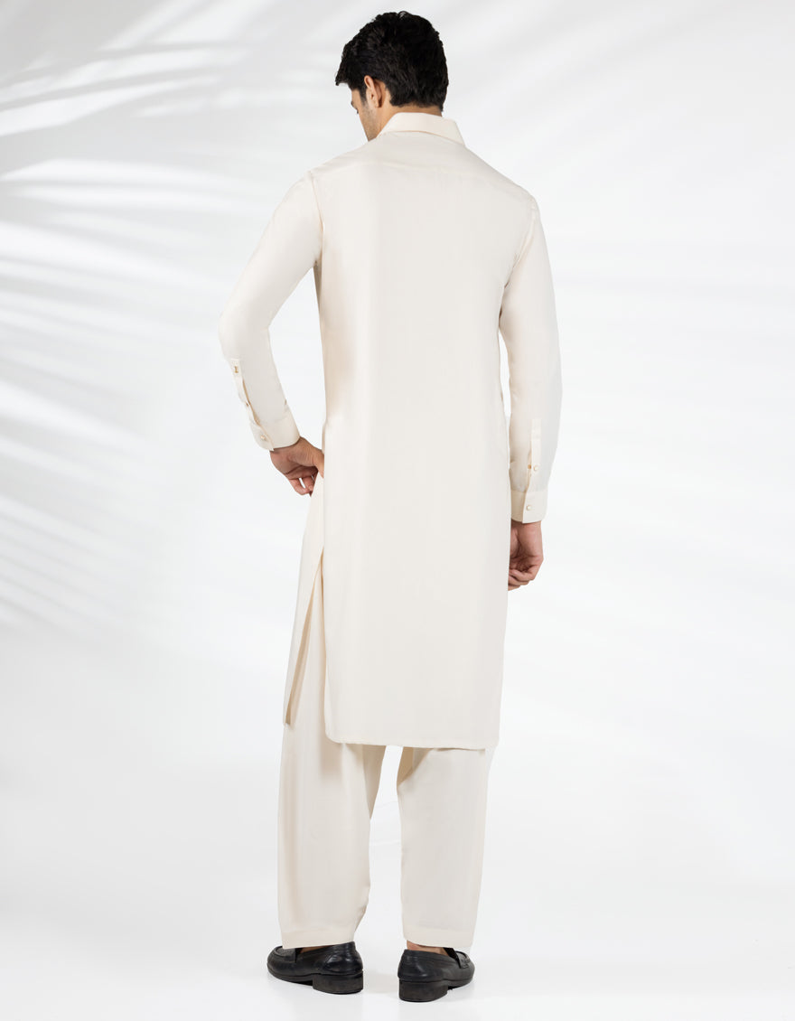Blended Cream Shalwar Kameez - J. Junaid Jamshed