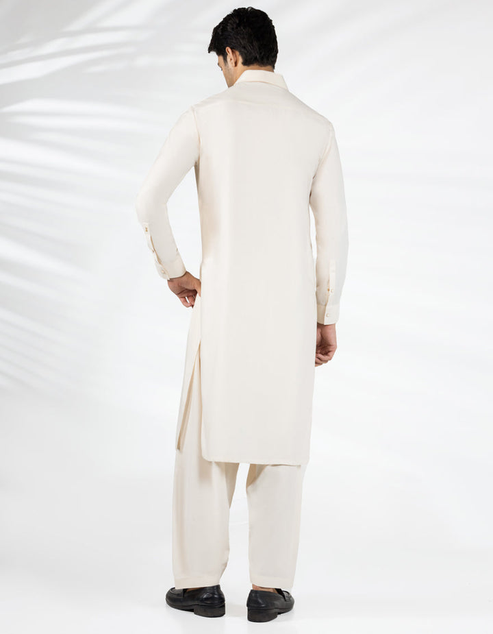 Blended Cream Shalwar Kameez - J. Junaid Jamshed