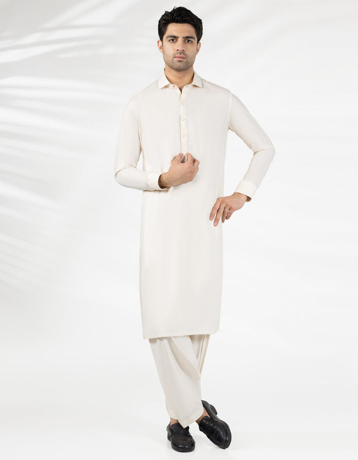 Blended Cream Shalwar Kameez - J. Junaid Jamshed
