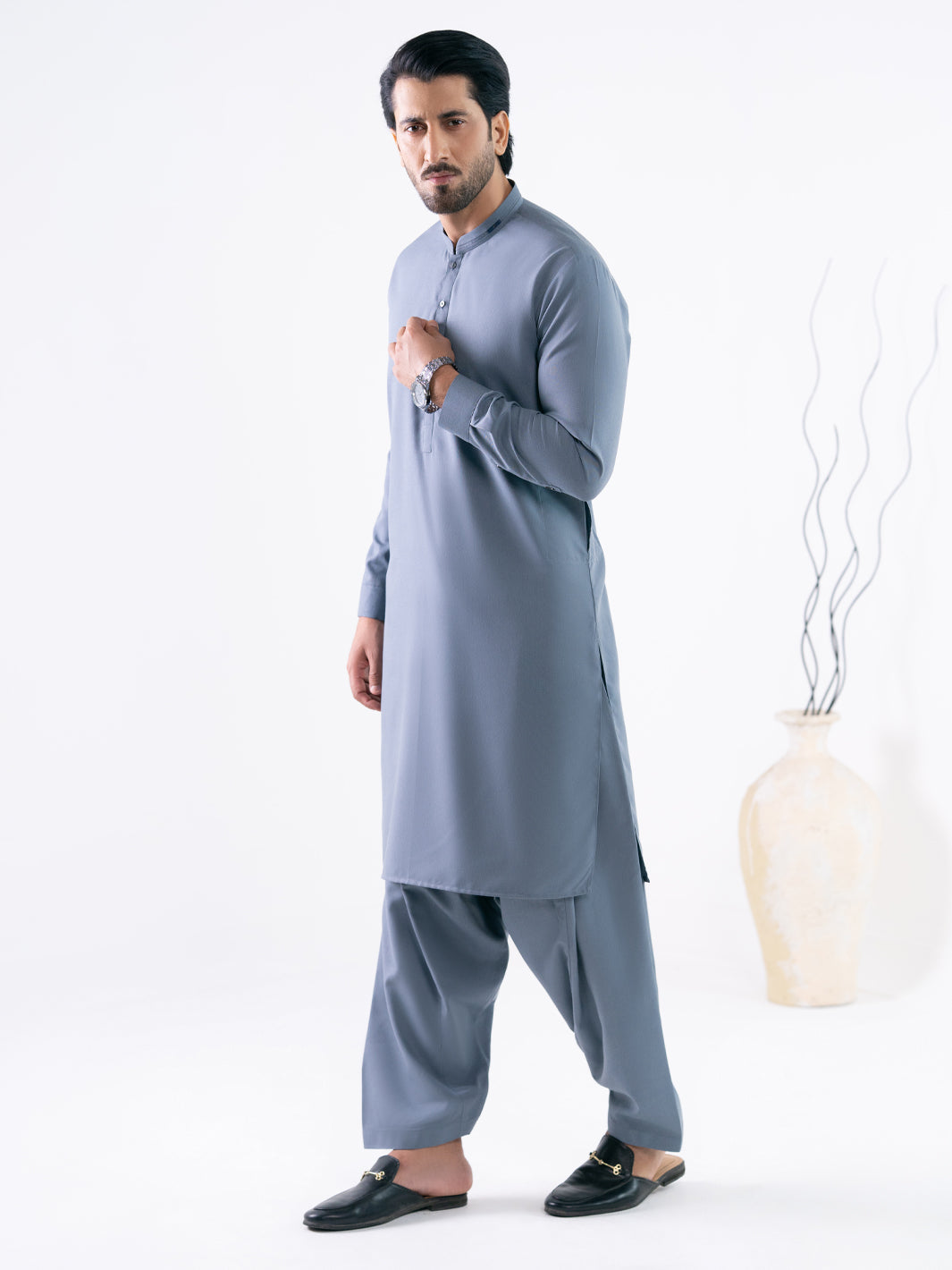 Blended Grey Shalwar Kameez - Almirah