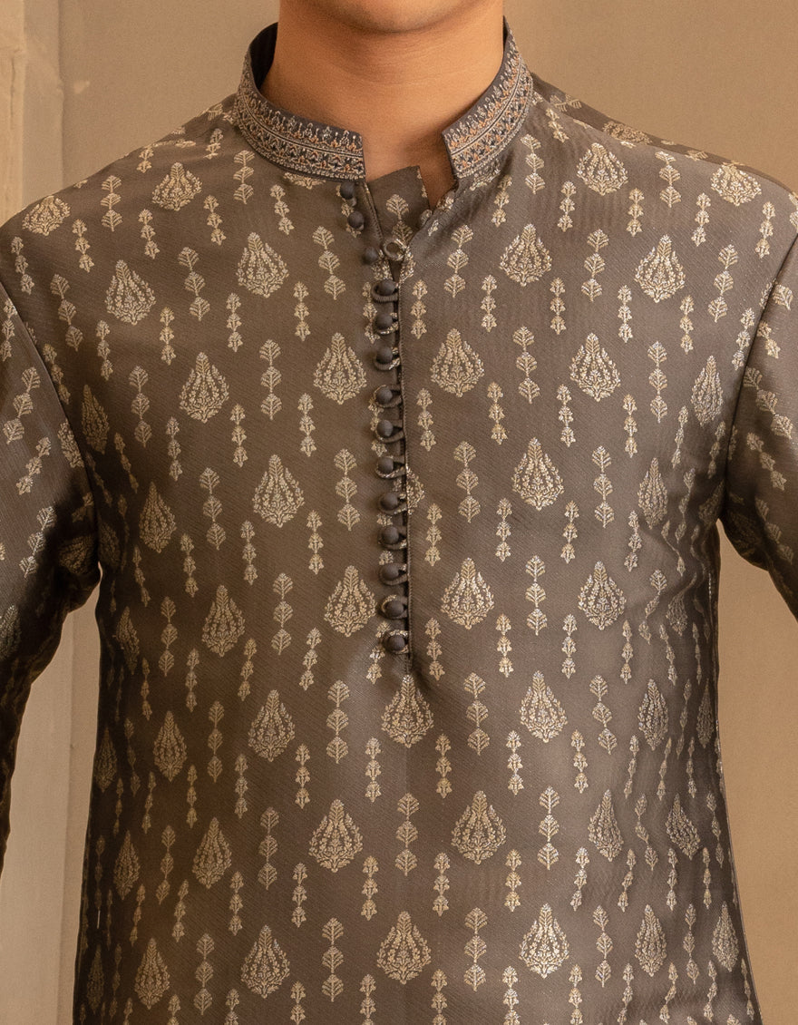 Blended Grey Special Kurta - J. Junaid Jamshed