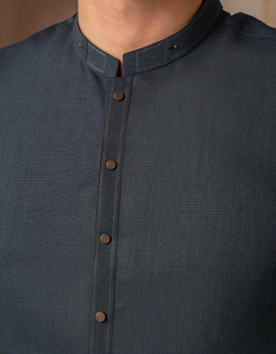 Blended Teal Kurta - J. Junaid Jamshed