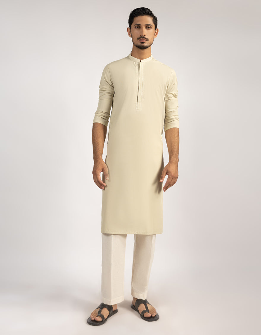 Blended Beige Kurta - J. Junaid Jamshed