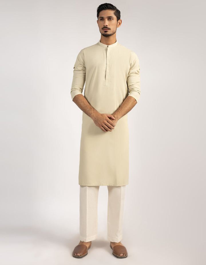 Blended Beige Kurta - J. Junaid Jamshed