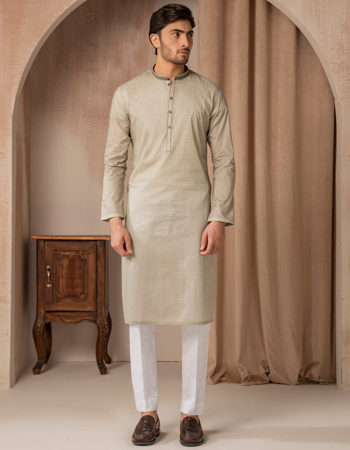 Cotton Light Green Kurta - J. Junaid Jamshed