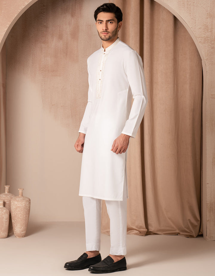 Blended Off White Kurta - J. Junaid Jamshed
