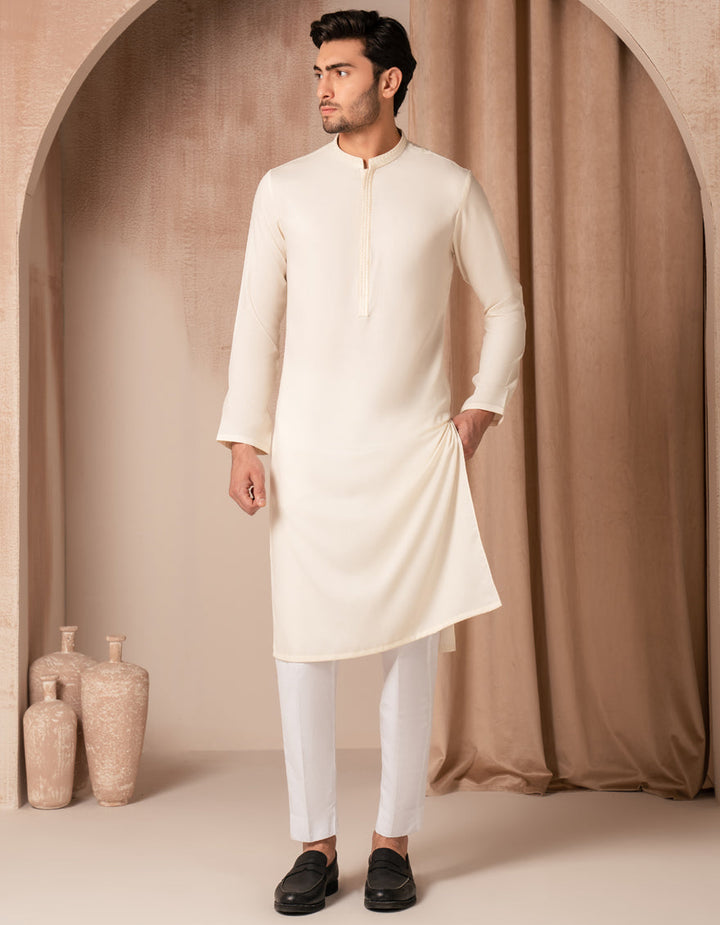 Blended White Kurta - J. Junaid Jamshed