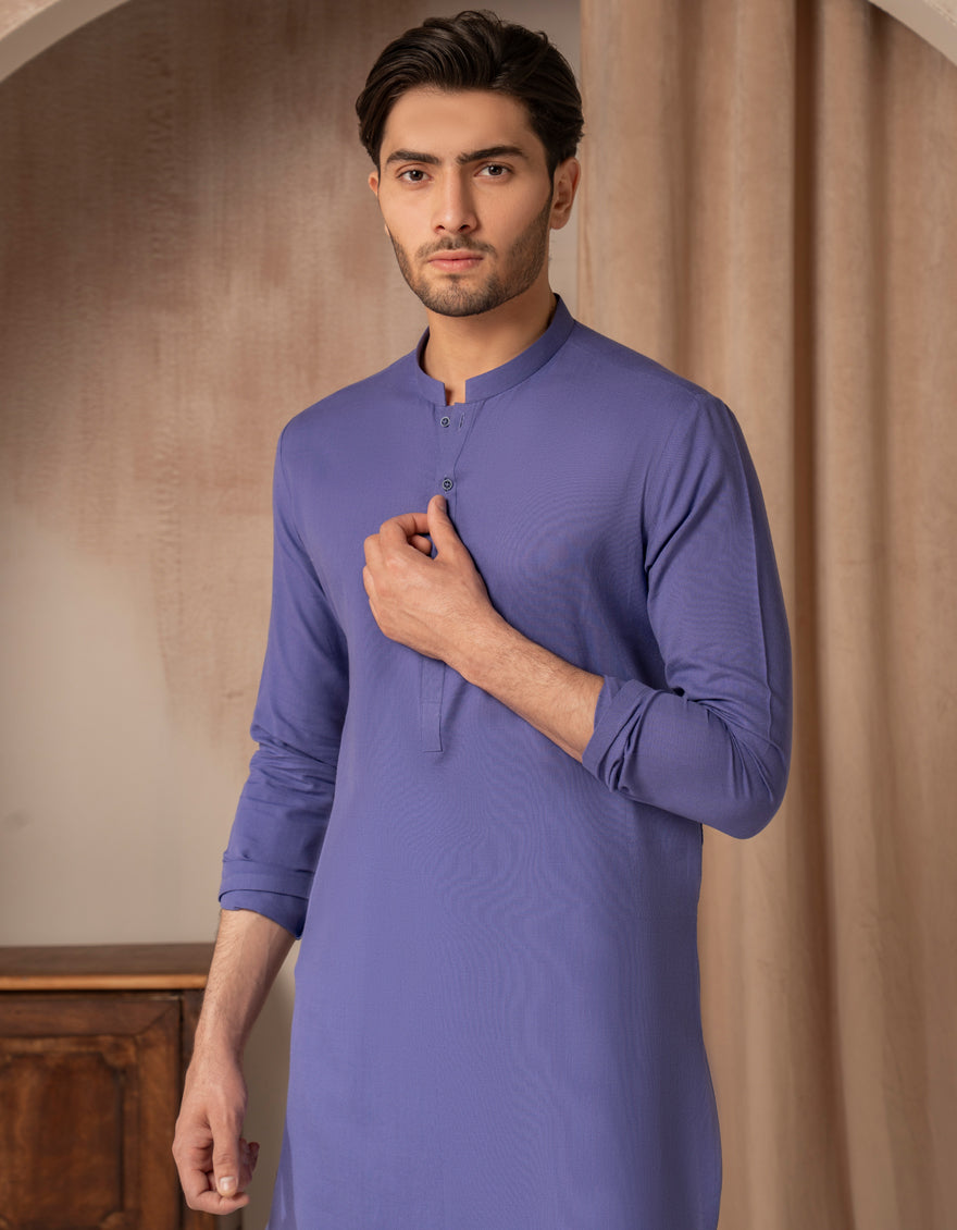 Cotton Purple Kurta - J. Junaid Jamshed