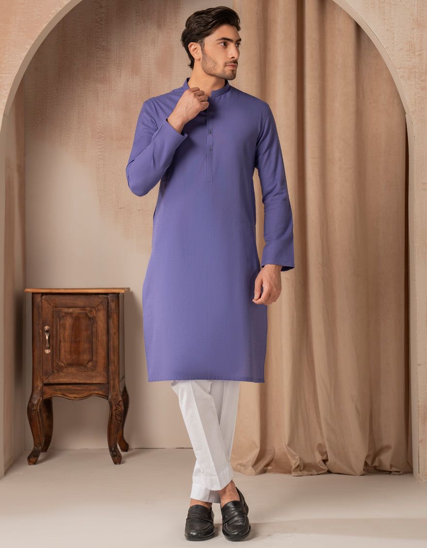 Cotton Purple Kurta - J. Junaid Jamshed