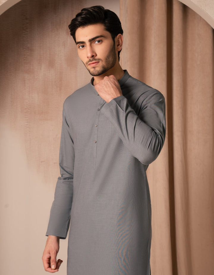Cotton Grey Kurta - J. Junaid Jamshed
